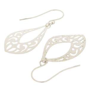 Leaf Motif Earrings Swing K18WG White Gold
